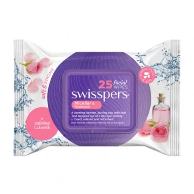 Swisse Swisspers Facial Wipes Micellar & Rosewater 25