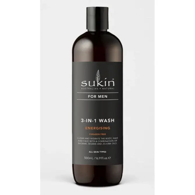 Sukin For Men 3-in-1 Energising Body Wash 500ml