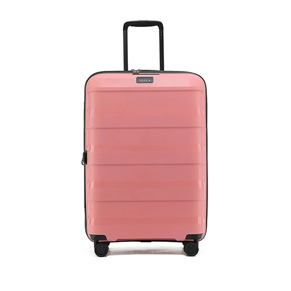 Tosca Comet PP 25" Checked Trolley Travel Hard Case Suitcase 67x45x30cm - Coral