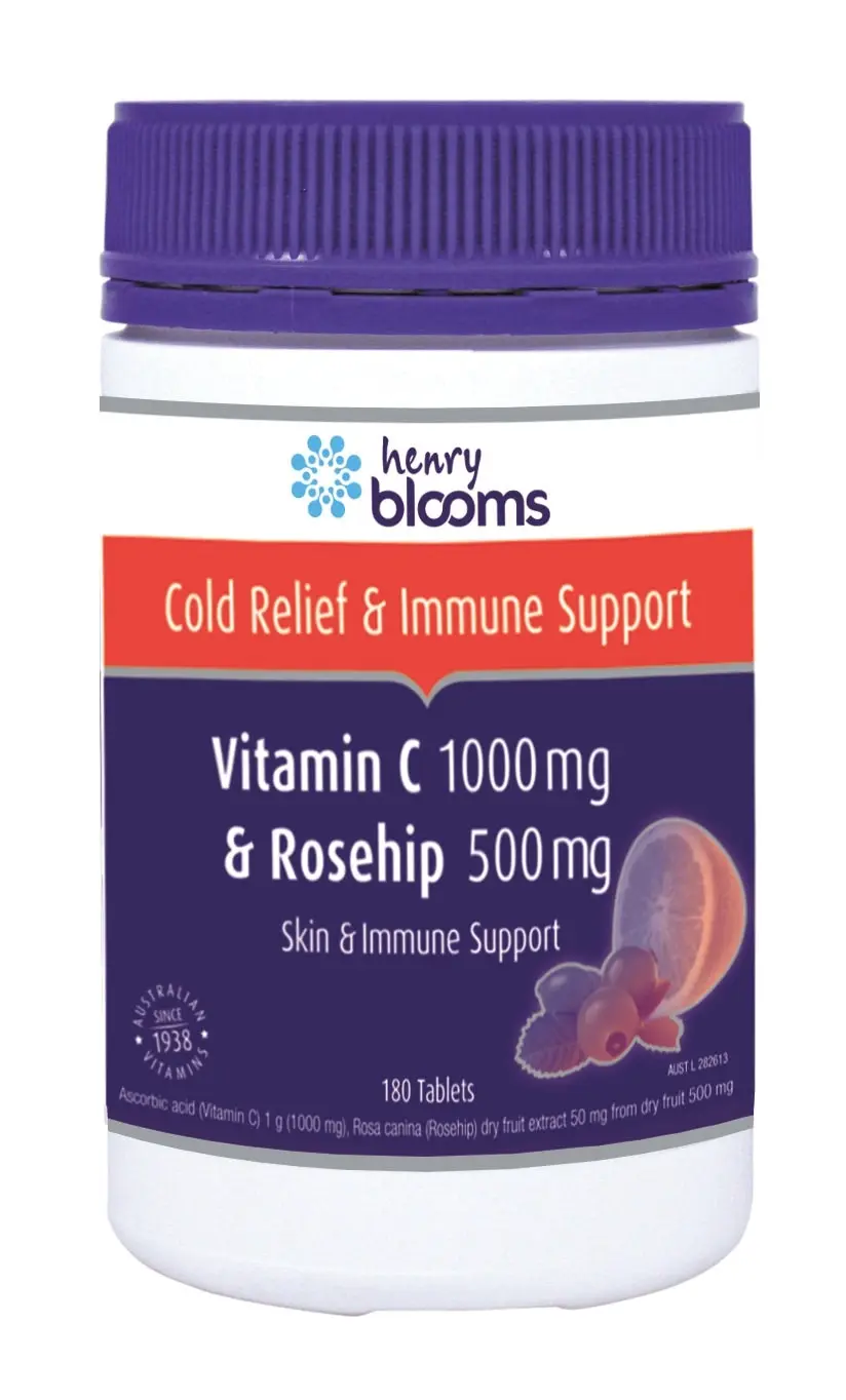 Henry Blooms Vitamin C 1000mg + Rosehip 500mg 180 Tablets