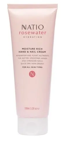 Natio Rosewater Hydration Moisture Rich Hand & Nail Cream 100ml