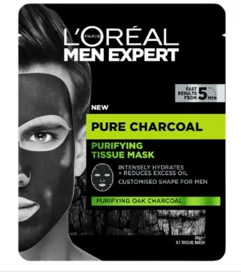 L'Oreal Men Expert Pure Charcoal Purifying Tissue Mask 30g 1 Piece