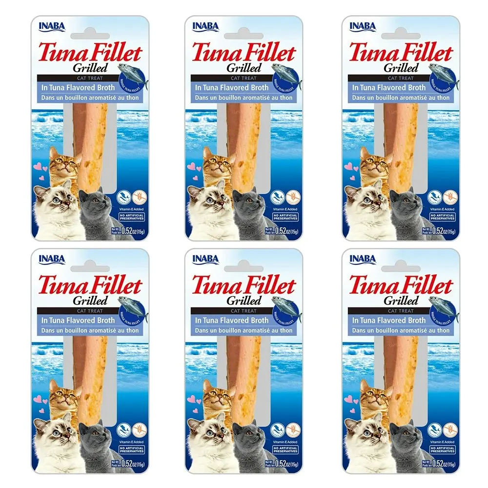 6PK INABA 15g Grilled Tuna Fillet In Tuna Flavored Broth Cat Pet Food/Treat Pack