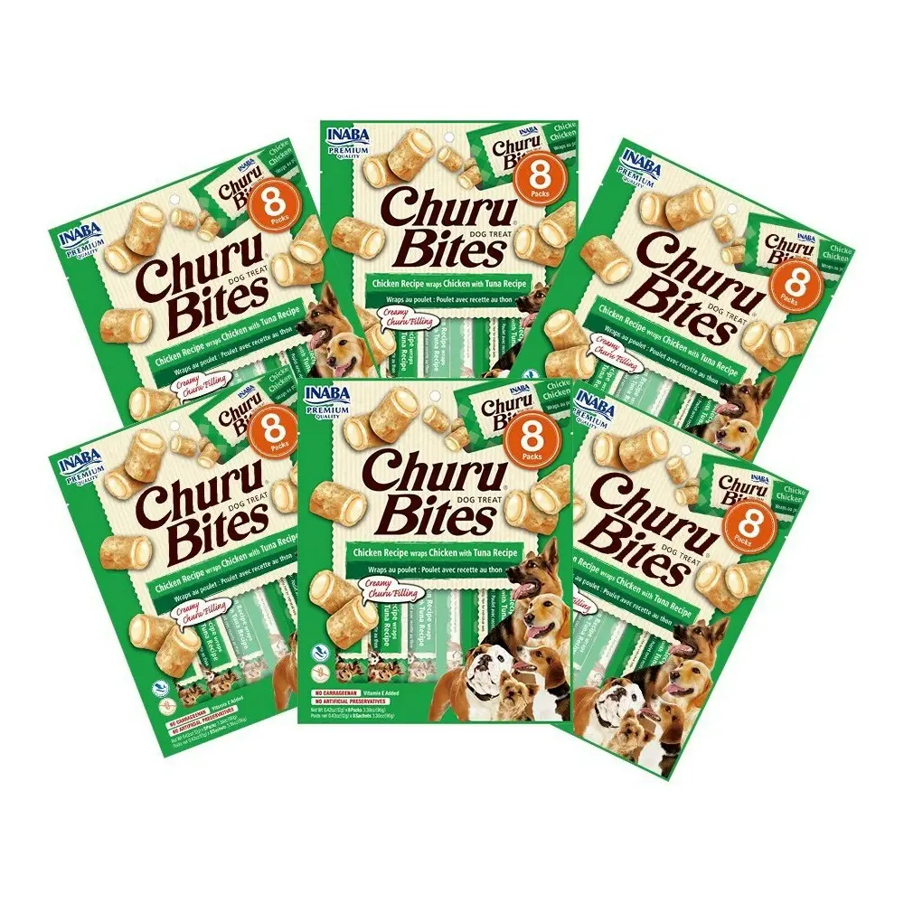 6PK INABA Churu Bites Chicken Recipe Wraps Tuna w/ Scallop Dog Food/Treat Pack