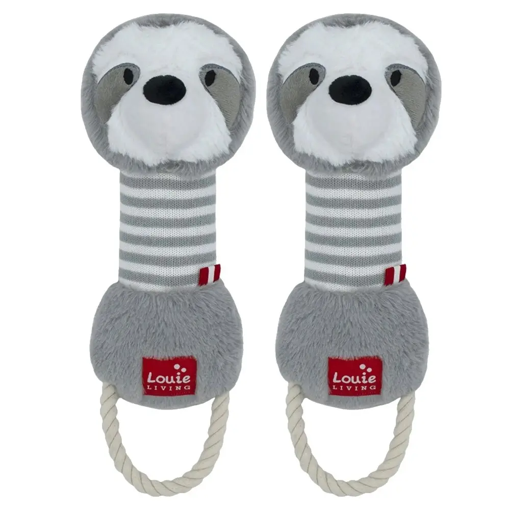 2x Louie Living Urban 34x11cm Silas The Sloth Dog/Pet Plush Interactive Toy Grey