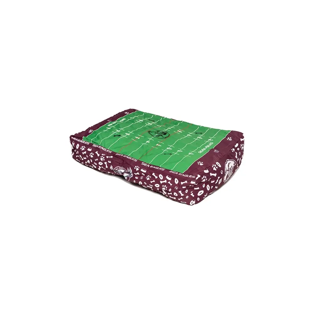 NRL Manly Sea Eagles Pet Bed Dog 80x60cm Rectangle Comfort Cushion Lounger Nest