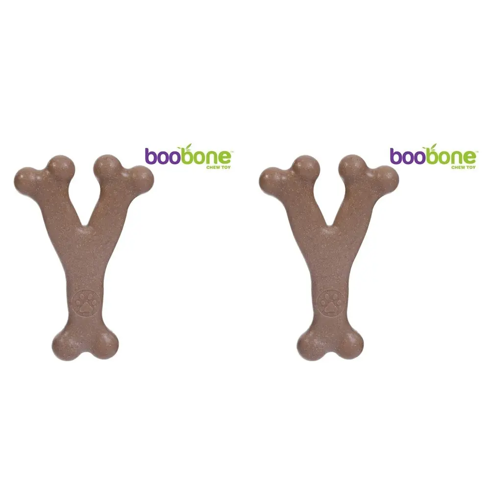 2x Paws & Claws BooBone 17.5cm Bamboo Fibre Wishbone Dog Chew Toy Asst Flavour