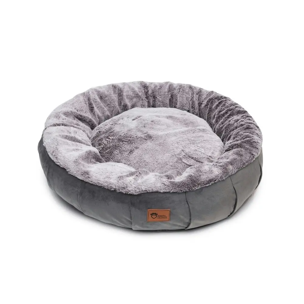 Superior Pet Plus Harley Pet/Dog Bed Grey Faux Rabbit Fur & Velvet Medium 60cm