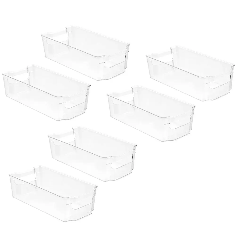 6x Boxsweden Crystal 31.5cm Stackable Basket Container Fridge/Pantry Organiser