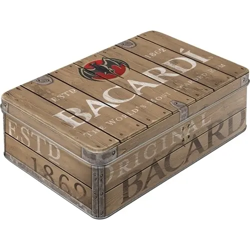 Nostalgic Art 23cm/2.5L Flat Tin Storage Bacardi Wood Barrel Rectangle Container