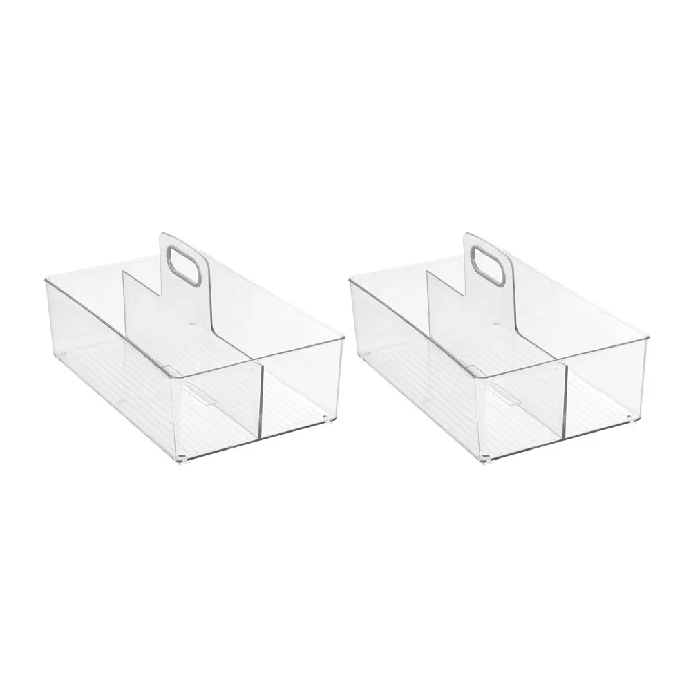 2x Boxsweden Crystal 35x22cm Caddy 2 Compartment Storage Organiser Holder Clear