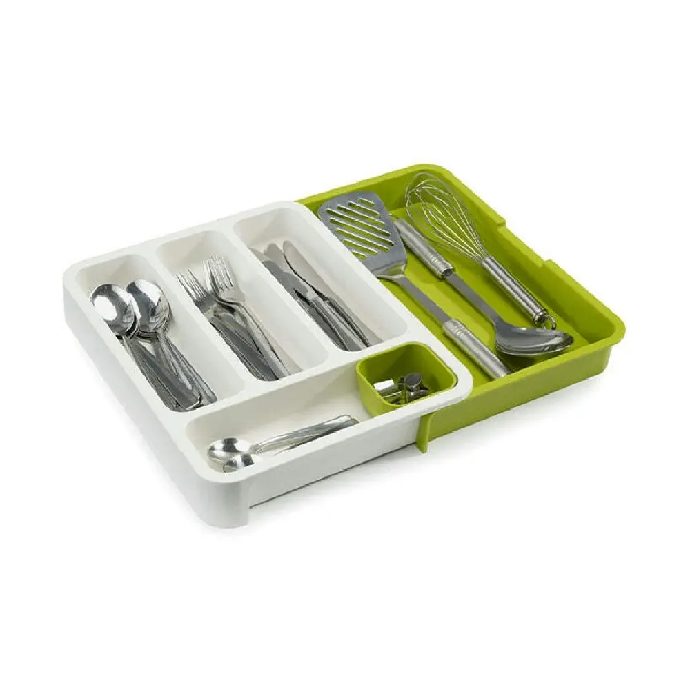 Joseph & Joseph DrawerStore Kitchen Cutlery Storage Organiser Tray White/Green