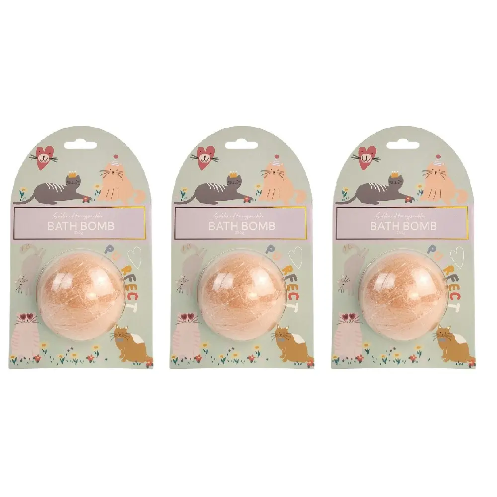 3x Urban Perfect Pets Cat 150g Golden Honeysuckle Bath Bomb Shower Bathing Fizz