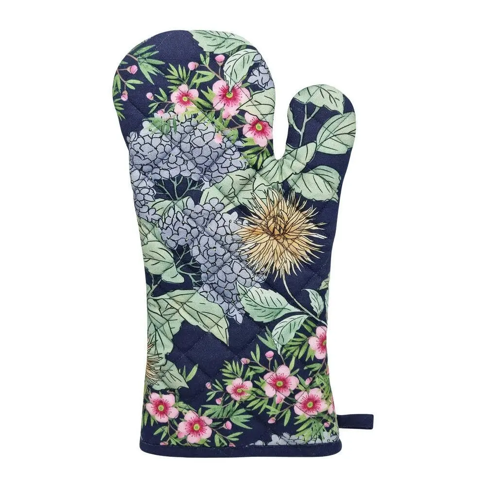 J.Elliot Hydrangea 19x35cm Cotton Oven Mitt Kitchen Cooking/Baking Gloves Navy