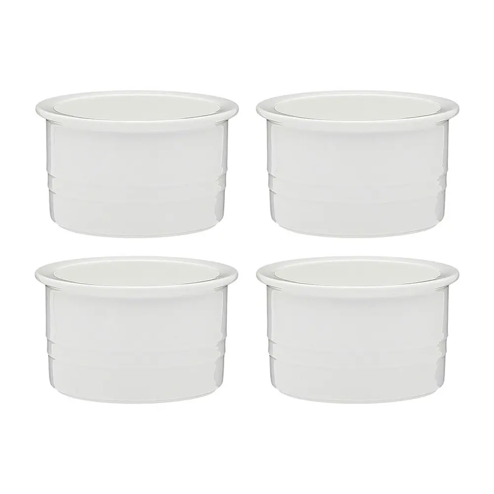 4pc Ecology Signature 11cm Porcelain Ramekin Dish Round Oven Bakeware White