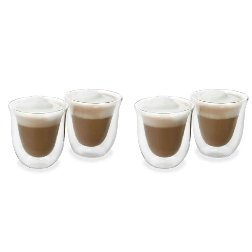 4pc La Cafetiere 200ml Double Walled Glass Cappuccino Cup Coffee Drink Mug Clear