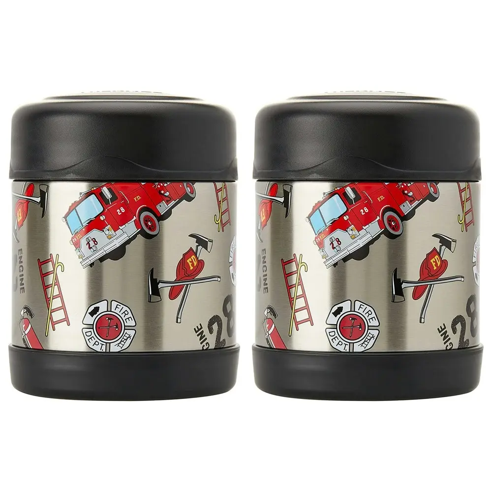 2x Thermos 290ml Funtainer Vacuum Insulated Food Jar Fire Truck Stainless Steel