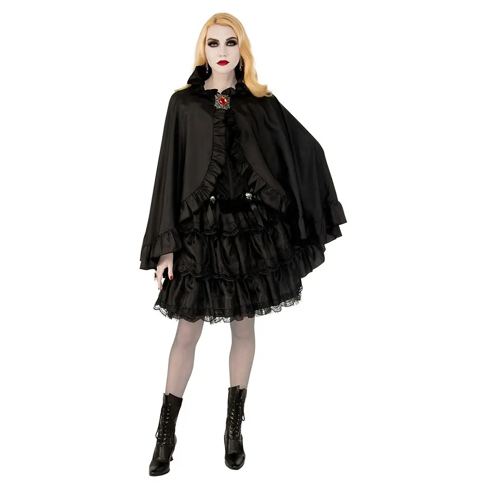 Women's/Ladies Satin Cape Halloween Party Adult Vampire Scary Costume Black