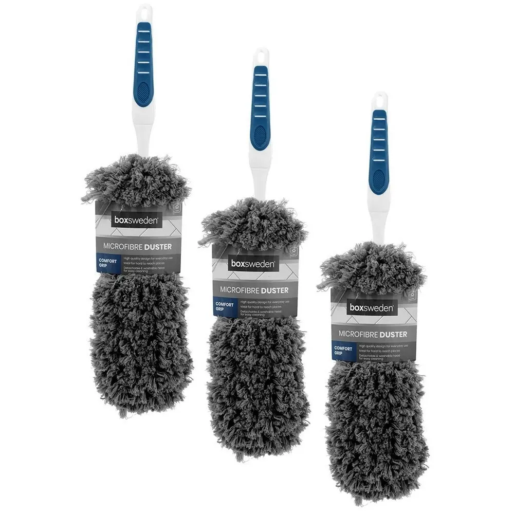 3x Boxsweden 43cm Microfibre Duster Detachable Washable Cleaner w/Grip Handle