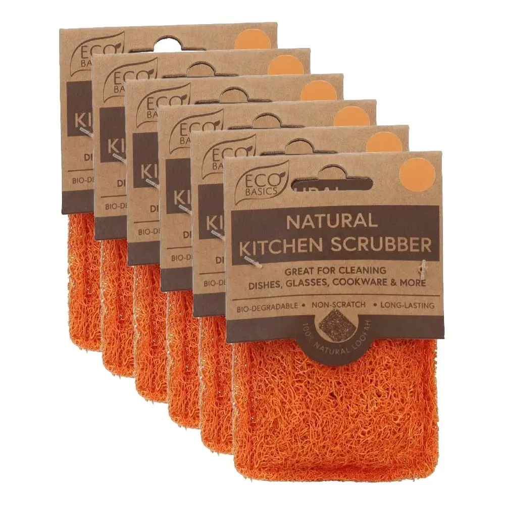 6x White Magic Eco Basics Natural Kitchen Scrubber Dirt/Grim Dish Cleaner Orange