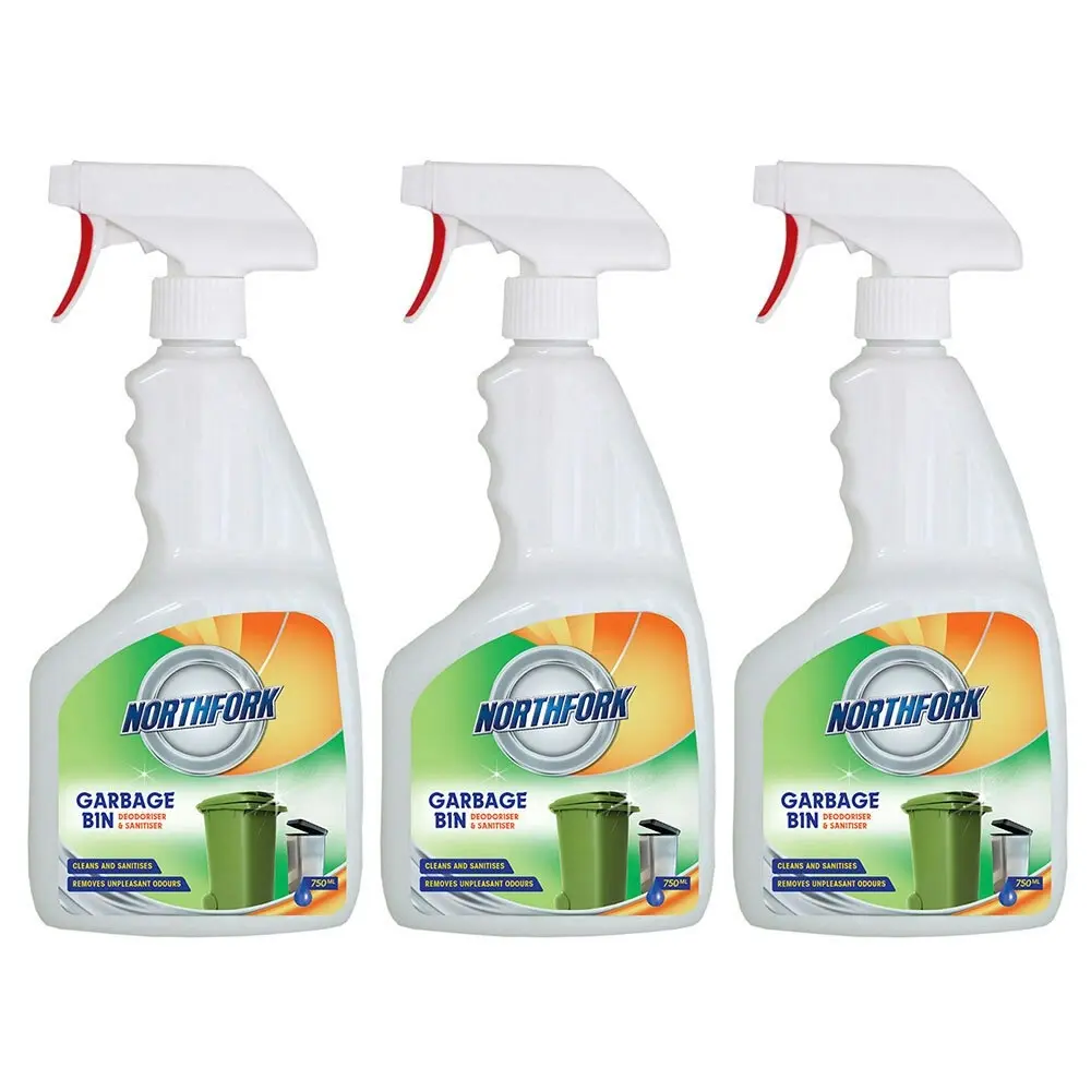 3PK Northfork 750ml Deodoriser/Sanitiser Disinfectant f/ Garbage Bins Floral