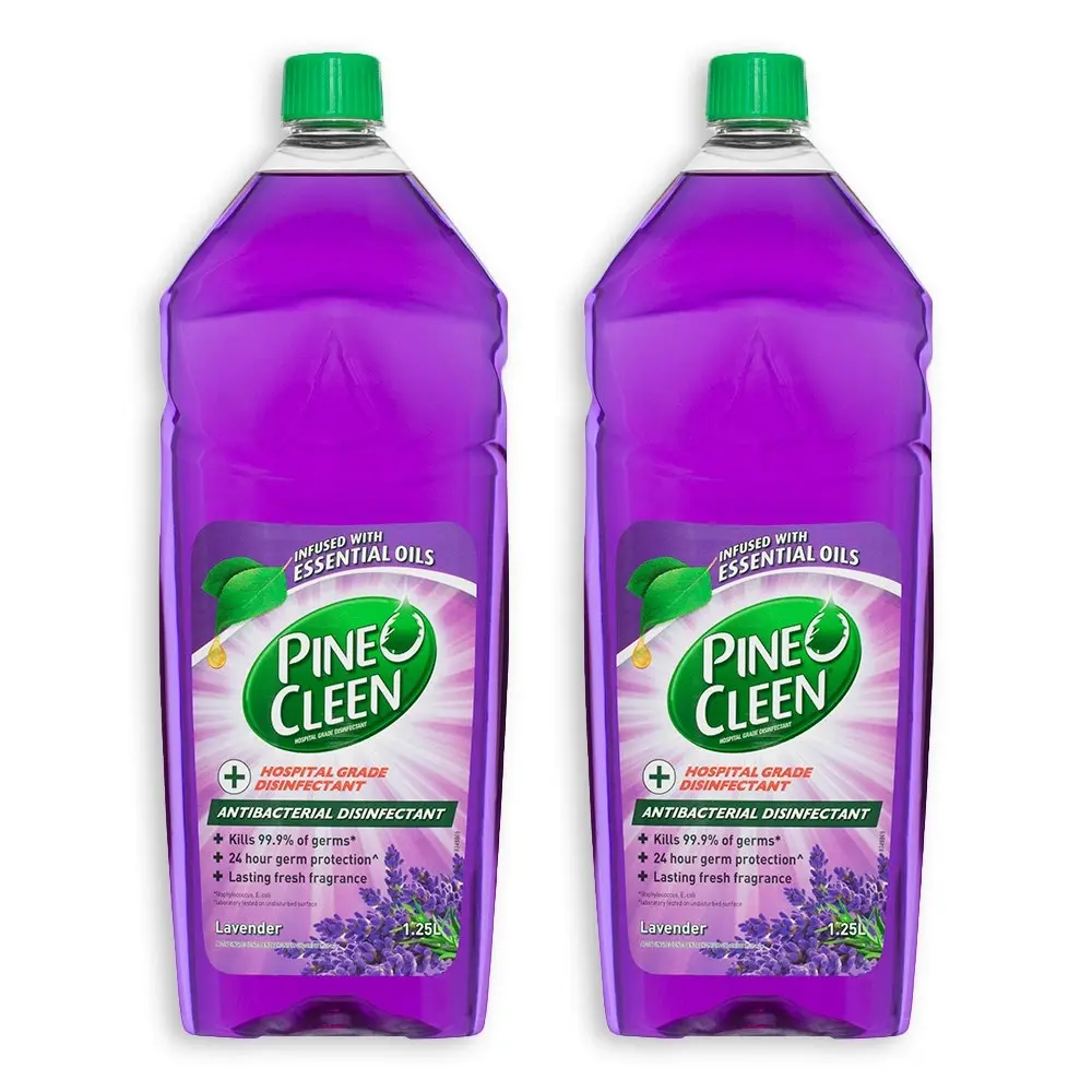 2x Pine O Cleen 1.25L Antibacterial Toilets/Floor Disinfectant Liquid Lavender