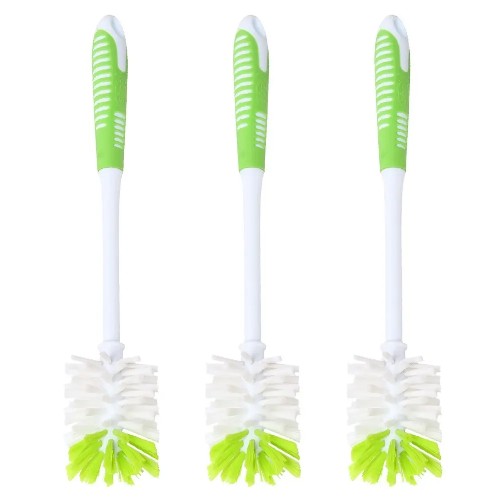 3x Sabco Soft Grip 33x7cm Cleaning Brush For Bottle/Vase/Glassware White/Green