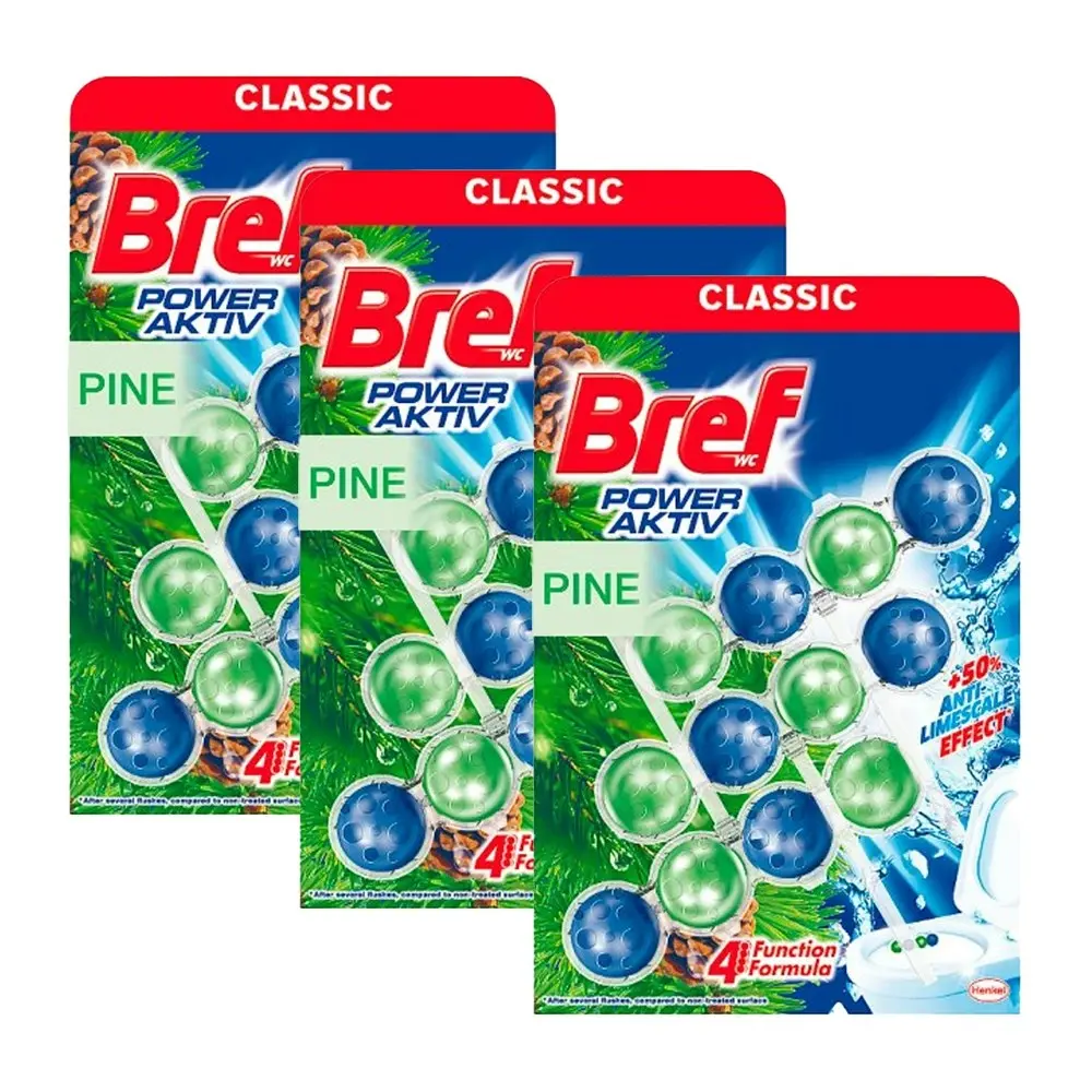 9pc Bref Power Active Classic Bathroom Toilet Bowl Cleaner/Freshner Pine Scent