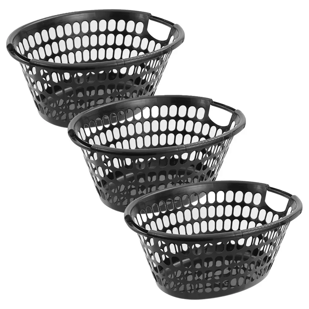 3 x Boxsweden Eco Essentials Oval 58cm Laundry Basket Storage Organiser Assorted