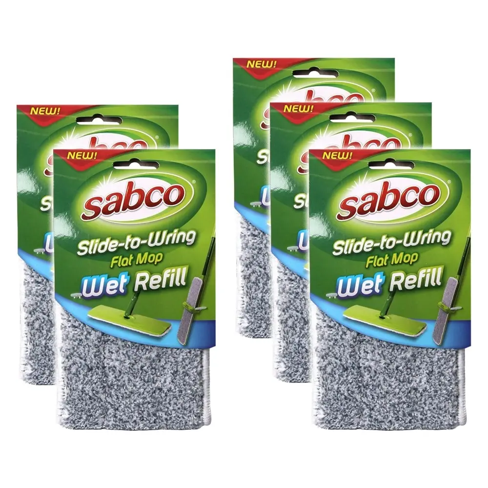 5x Sabco Wet Refill For Slide To Wring Mop Home Cleaning Ceramic/Vinyl/Hardwood