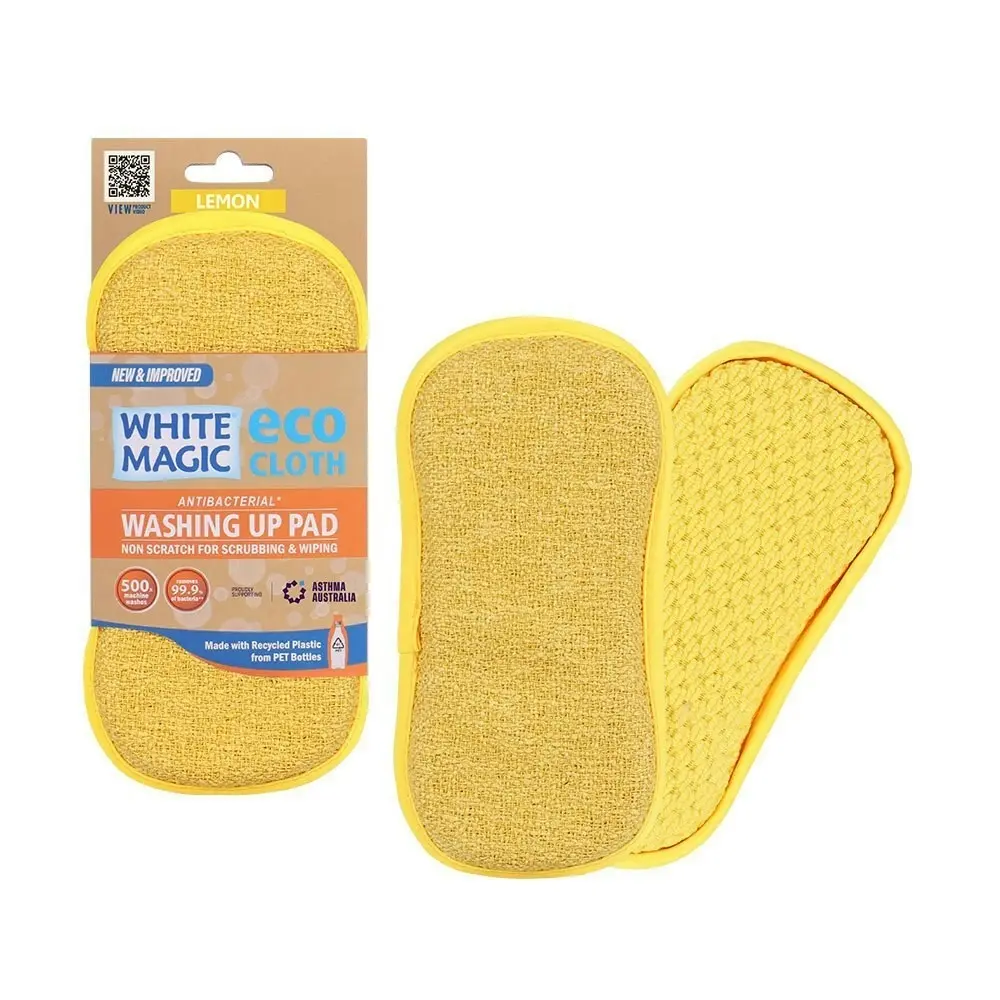 White Magic Double-Sided Dish Washing Up Pad Cleaning Sponge Scrubbing Pad Lemon