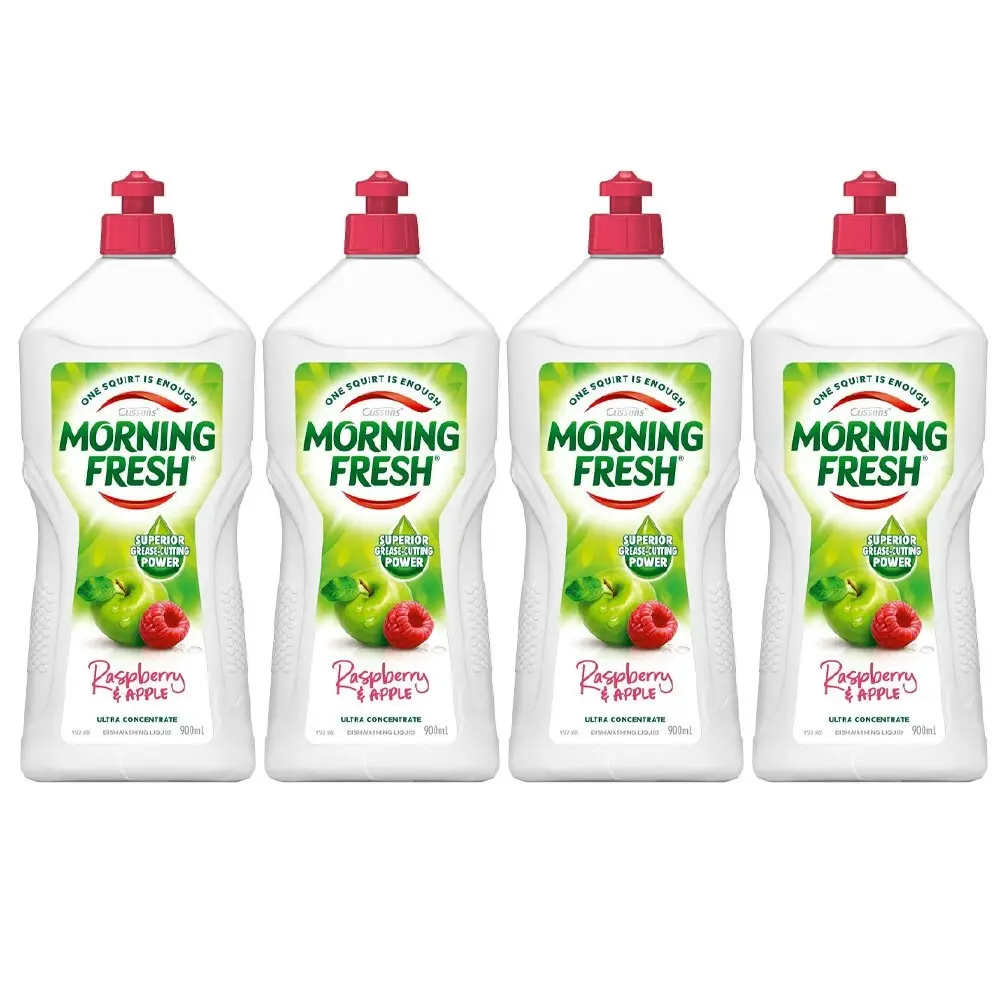 4x Morning Fresh Kitchen Dishwashing Cleaning Liquid Raspberry Crisp Apple 900ml