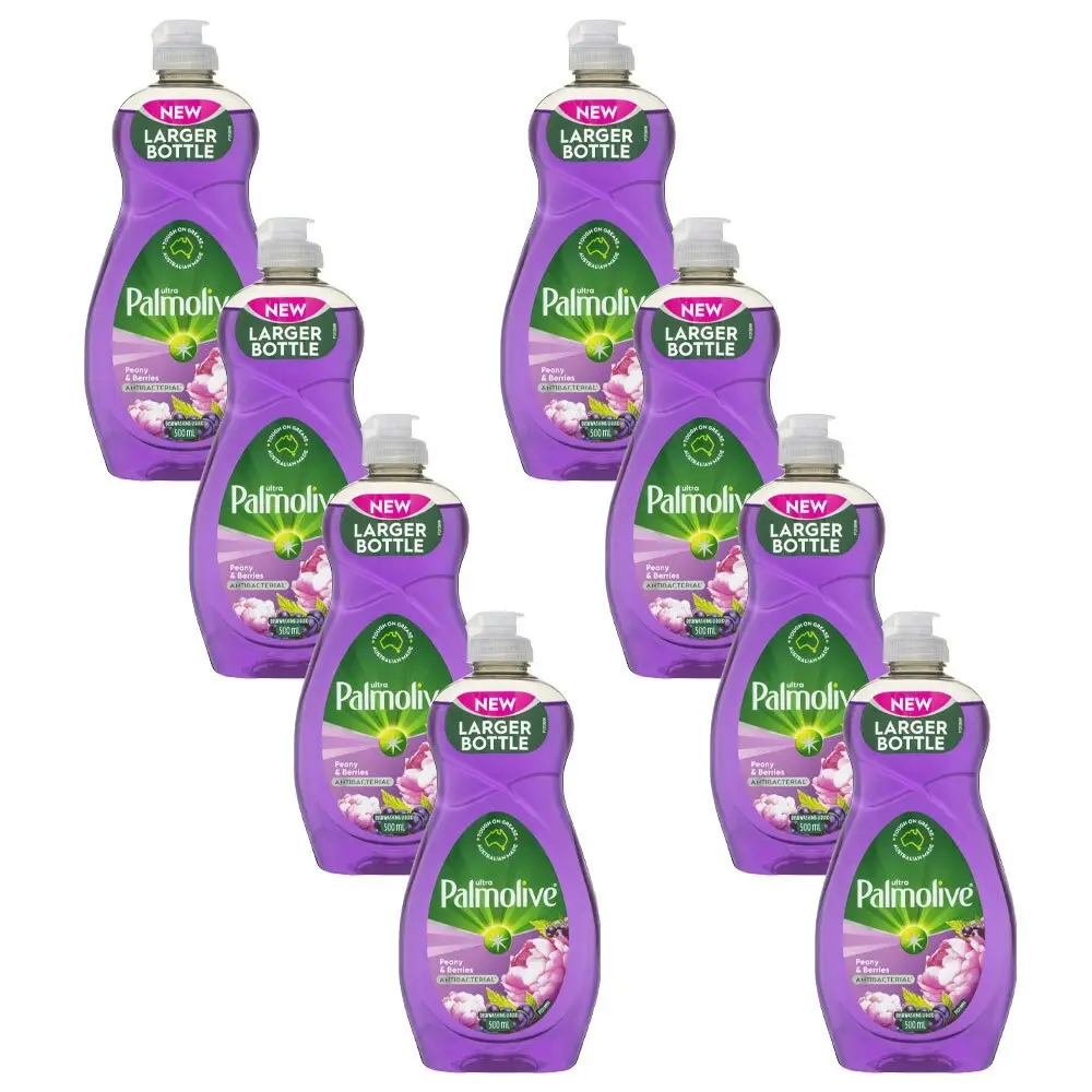 8x Palmolive Ultra Dishwashing Liquid Antibacterial Peony & Berries 500ml