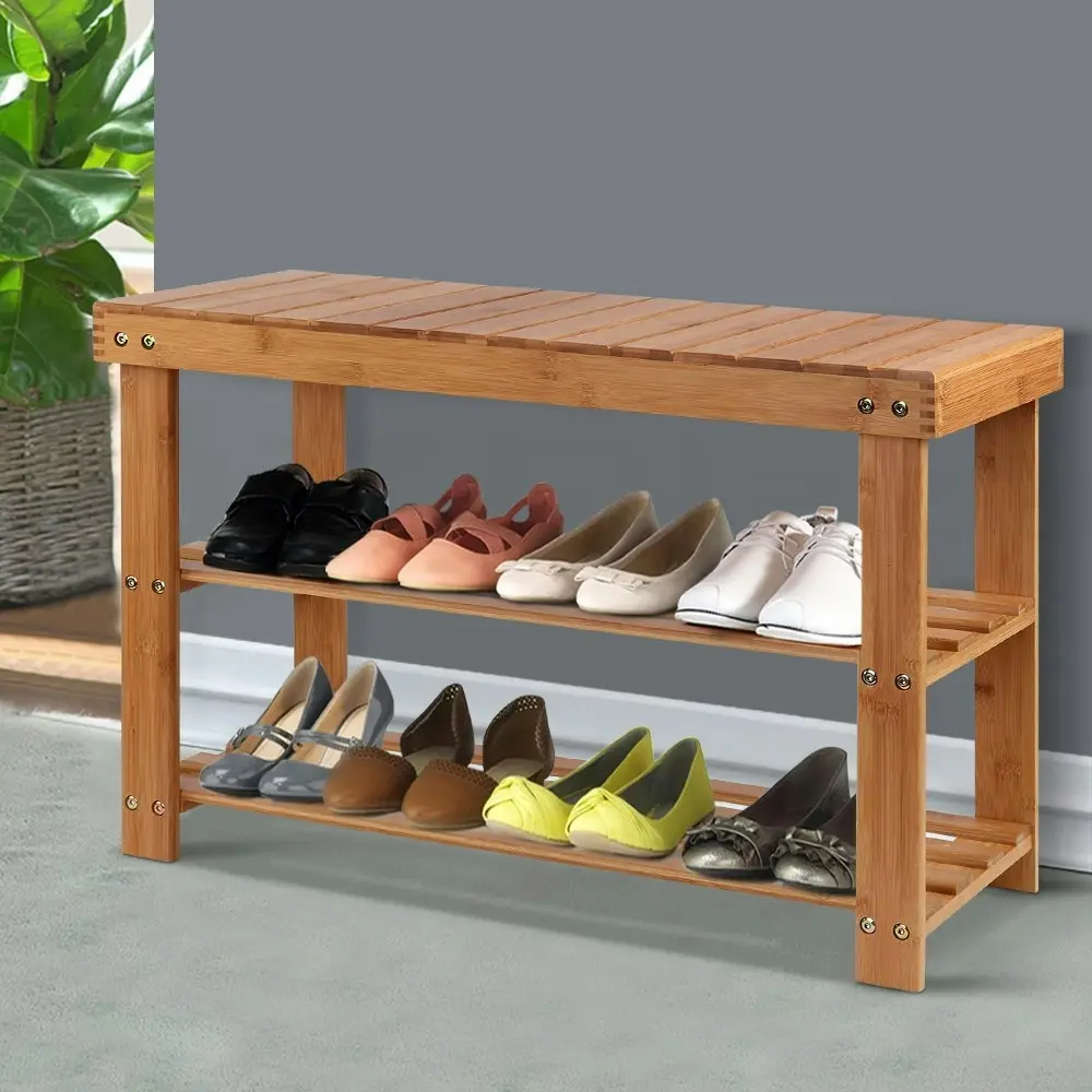 Artiss Shoe Rack Shoe Bench 10 Pairs Bamboo