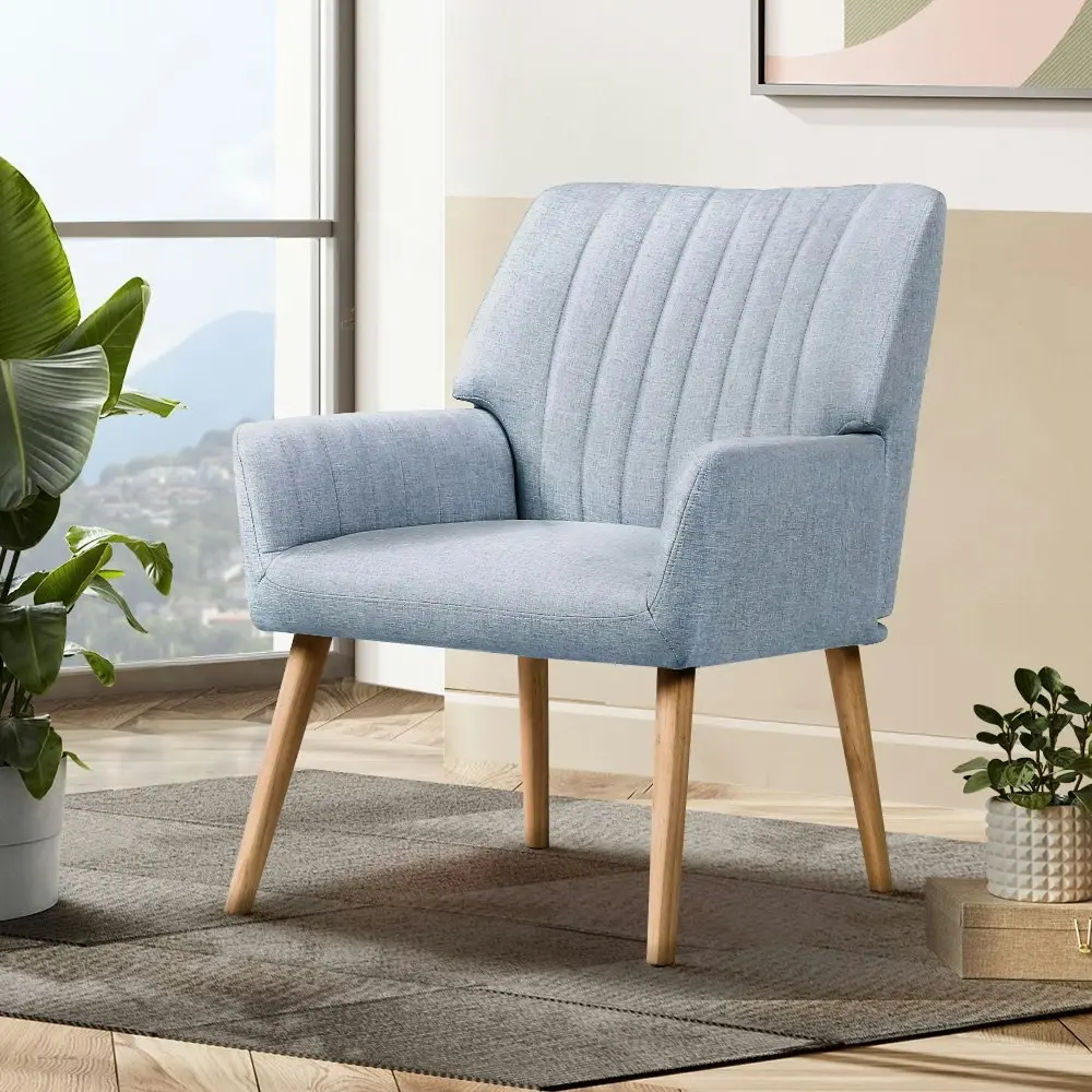 Artiss Armchair Fabric Blue Grey Sebastini