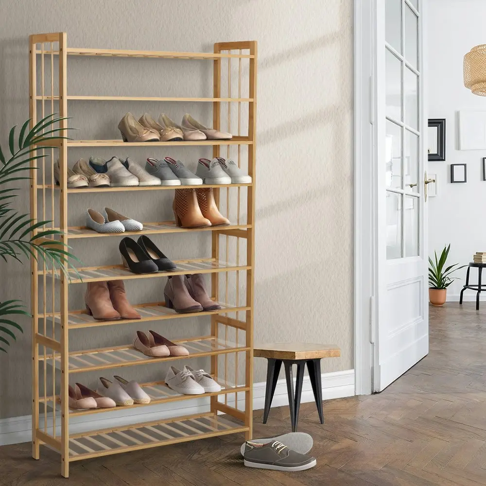 Artiss Shoe Rack Bamboo Shoe Storage 10-tier 50 Pairs