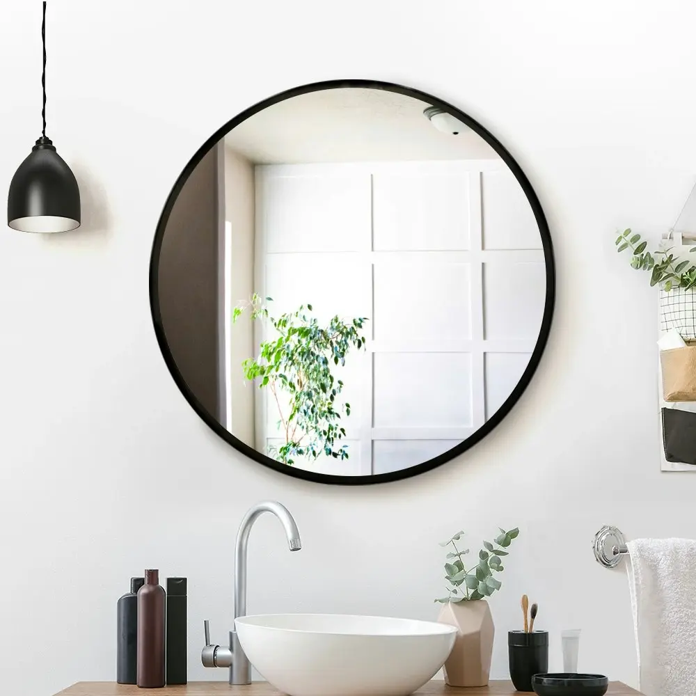 Embellir Wall Mirror Makeup 60cm Home Decor Framed Mirrors Bathroom Round Black