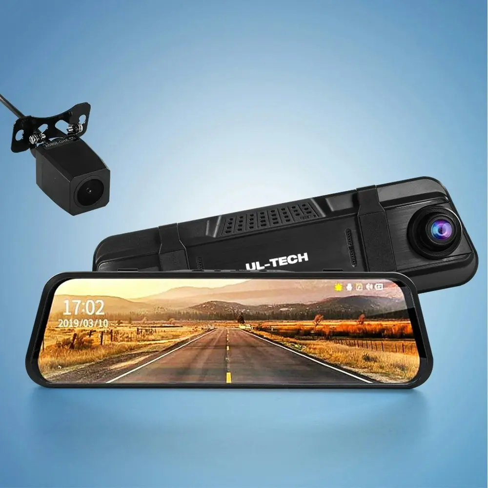 UL-tech Dash Camera 1080P 9.66" Front and Rear View Cam Car DVR Reverse Recorder