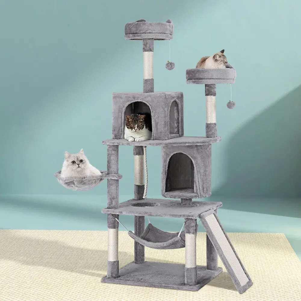 i.Pet Cat Tree 161cm Tower Scratching Post Scratcher Trees Condo House Grey