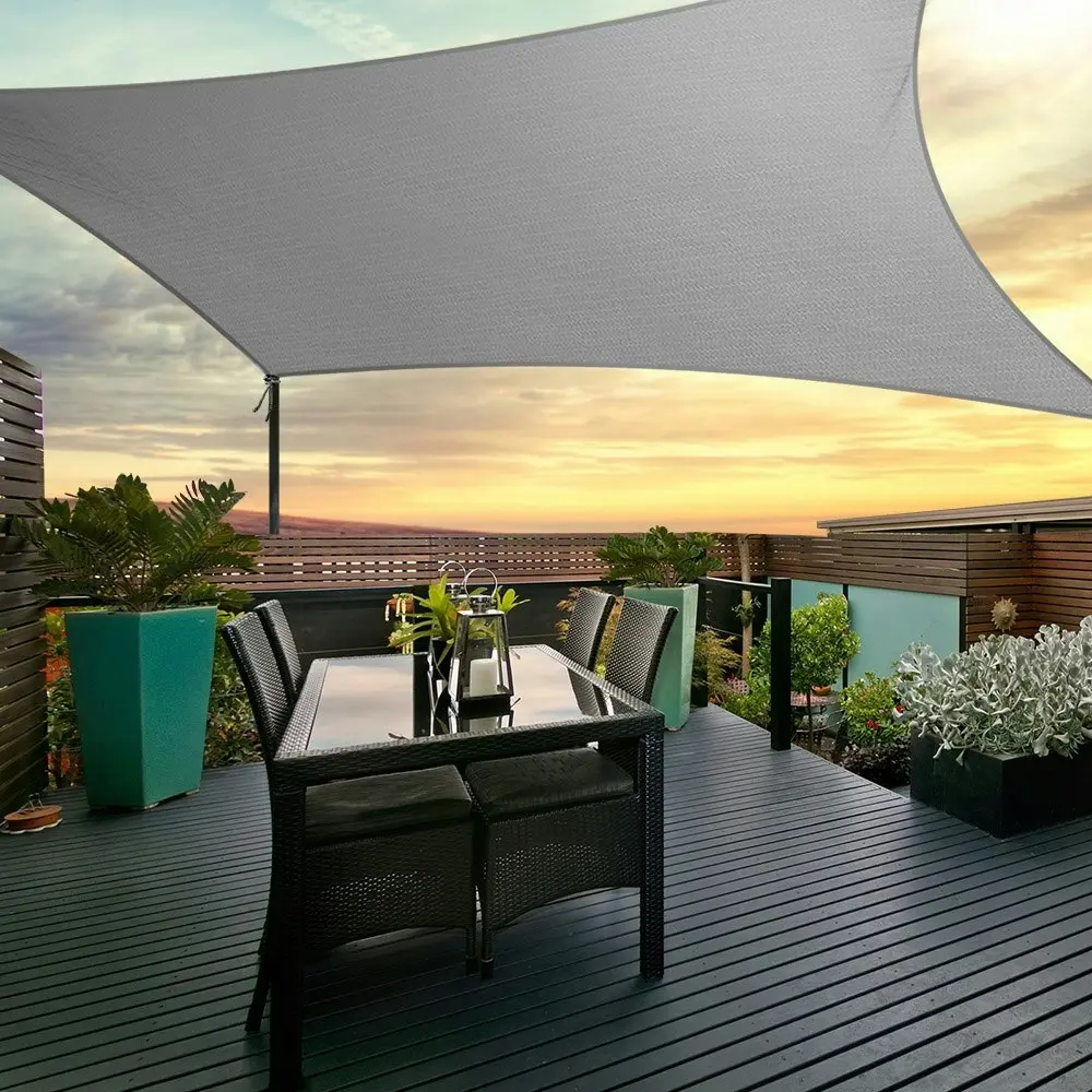 Instahut Shade Sail 4x5m Rectangle 280GSM 98% Grey Shade Cloth