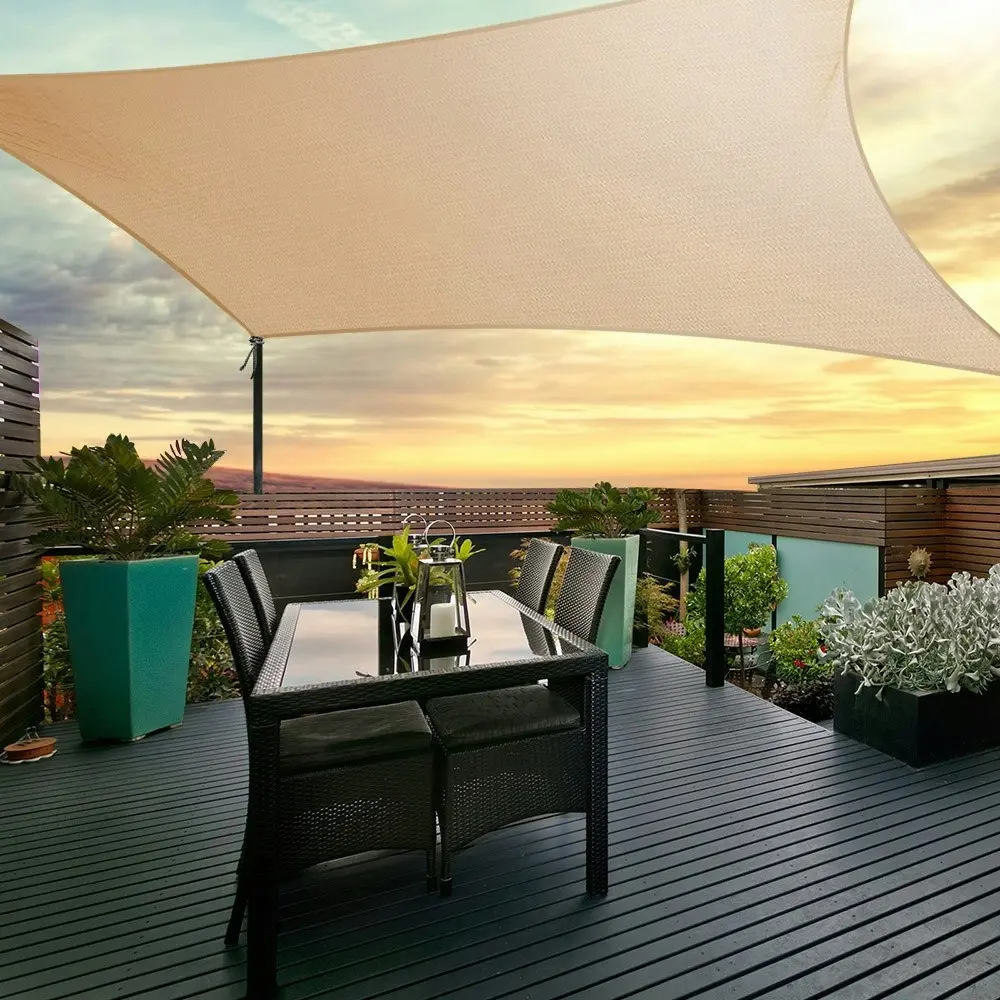 Instahut Shade Sail 3x6m Rectangle 280GSM 98% Sand Shade Cloth