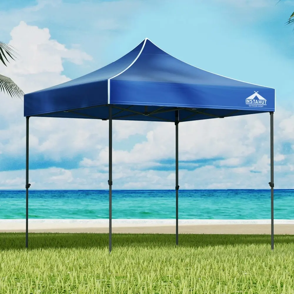 Instahut Gazebo Pop Up 3x3m w/Base Podx4 Marquee Folding Outdoor Wedding Camping Tent Shade Canopy Blue