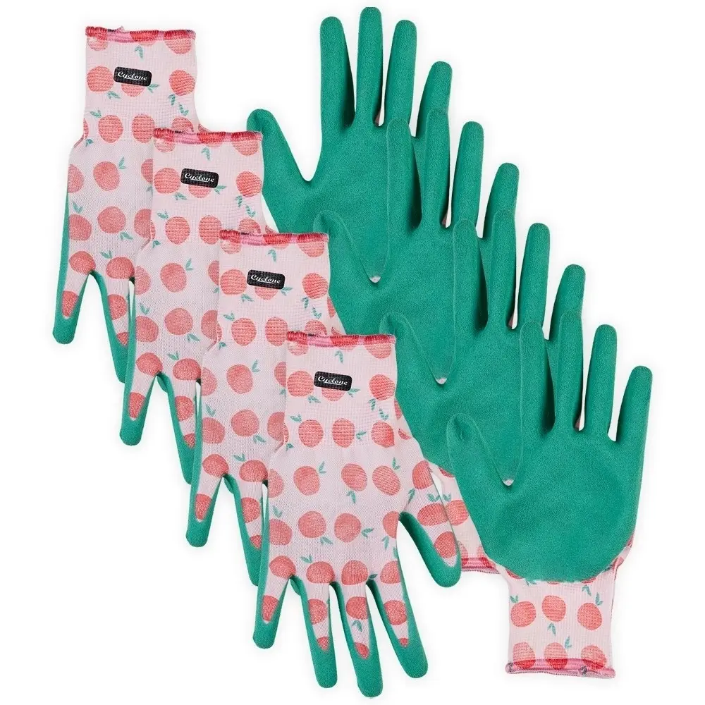 4x Cyclone Pom Patterned Gardening/Household Non Slip Grip Gloves Pair Small