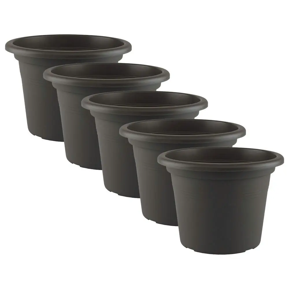 5x Artevasi Cilindro Plastic Indoor/Outdoor Garden Plant Pot 20x14cm Anthracite