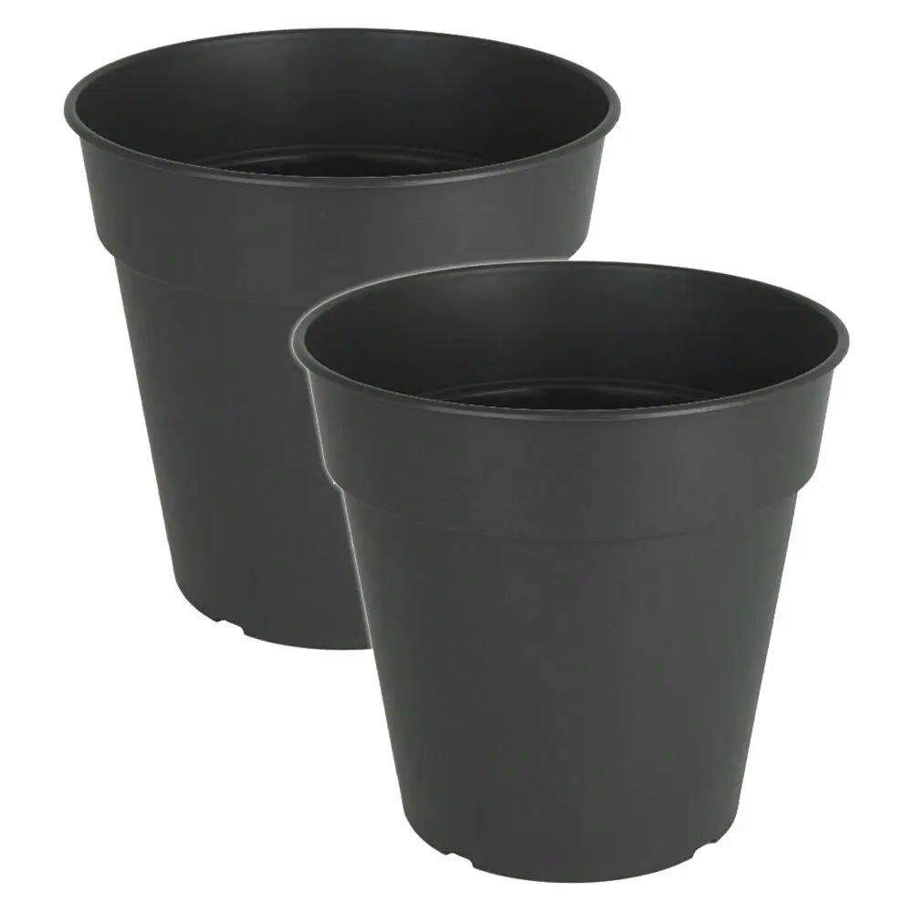 2x Artevasi Madagascar Plastic Indoor/Outdoor Garden Pot 35x33.5cm Anthracite