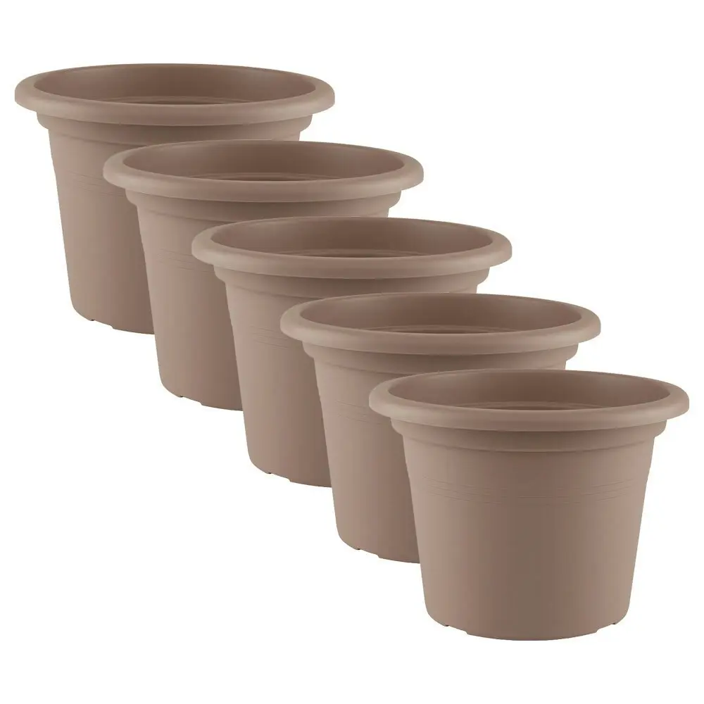 5x Artevasi Cilindro Plastic Indoor/Outdoor Garden Plant Pot 20x14cm Taupe