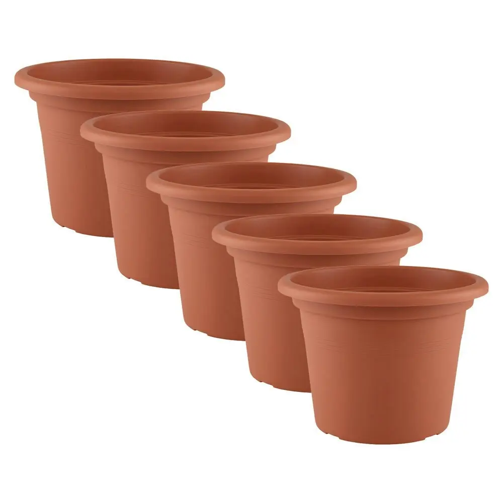 5x Artevasi Cilindro Plastic Indoor/Outdoor Garden Plant Pot 20x14cm Terracotta