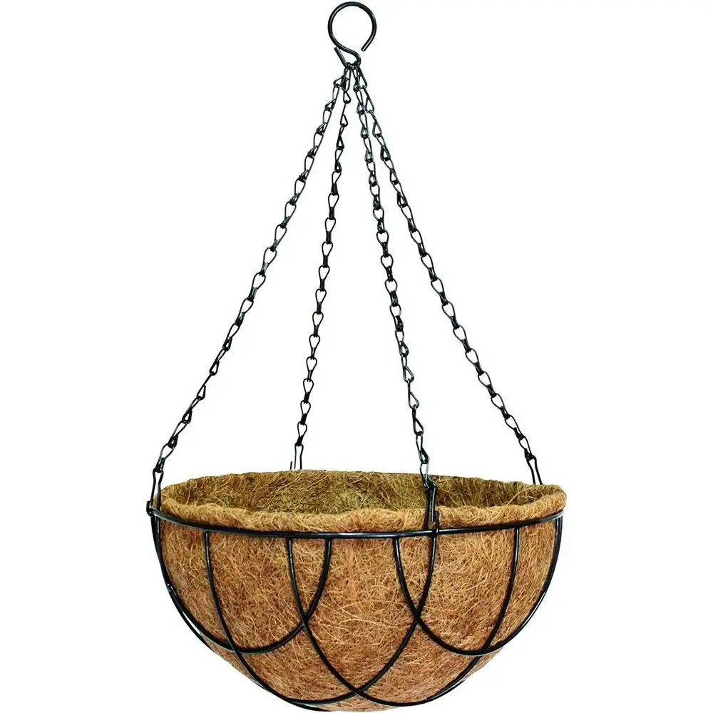 Northcote Pottery Lattice Wire Hanging Plant Basket Steel/Coco Fibre 35cm Black