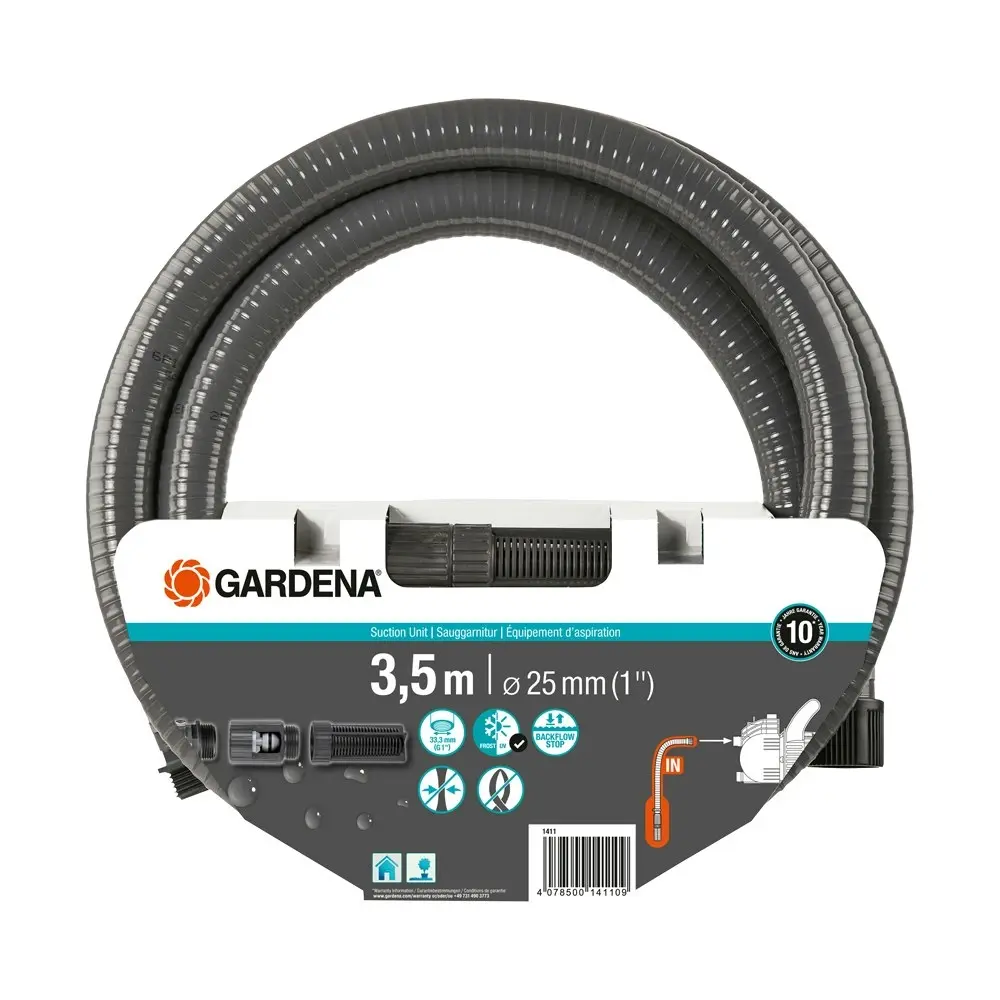 Gardena 1411-20 Durable Vacuum Resistant Inflow Suction Hose For Water Pump 3.5m