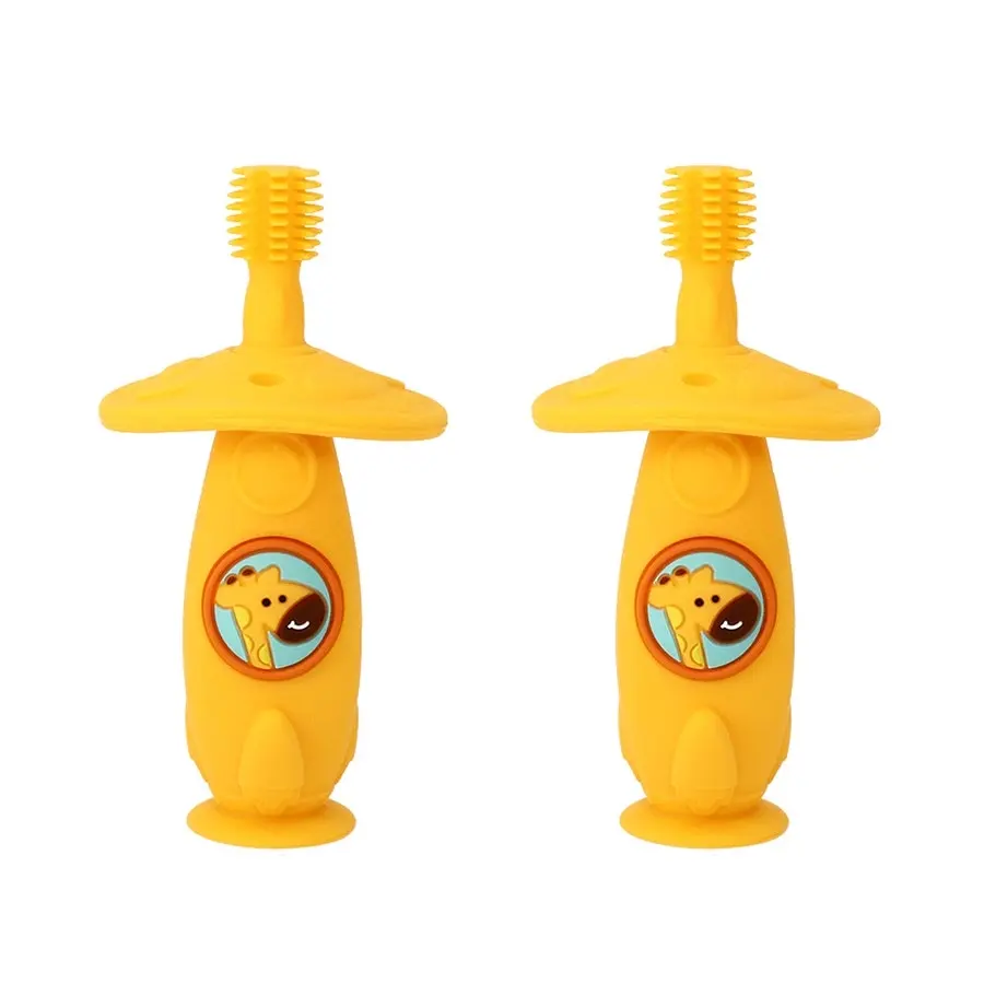 2x Marcus & Marcus Self Training 360 Silicone Kids Toothbrush Lola Yellow 12m+